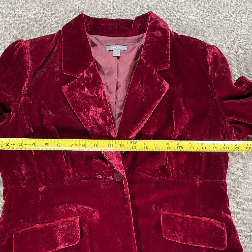 Apt 9 Velvet Like One Button Blazer Top Women's 16 V-neck Plum NWT - Picture 9 of 12